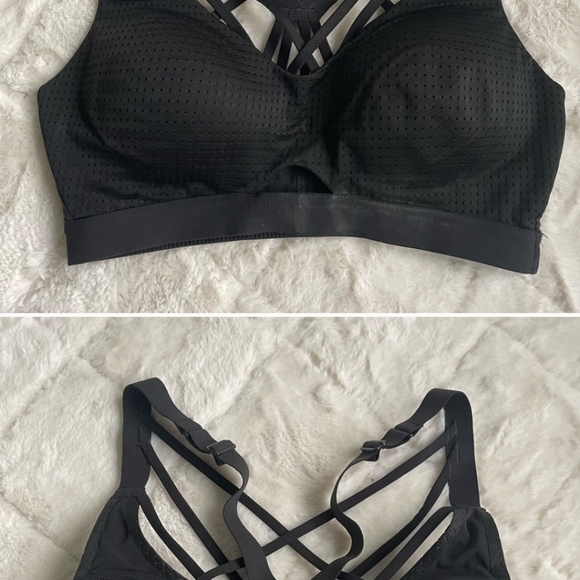 VSX Sport | Black Strappy Mesh Front Cut out Racerback Sports Bra | Size 32C - Picture 4 of 4